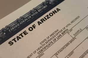 Arizona Birth Certificate from AZ Vital Records
